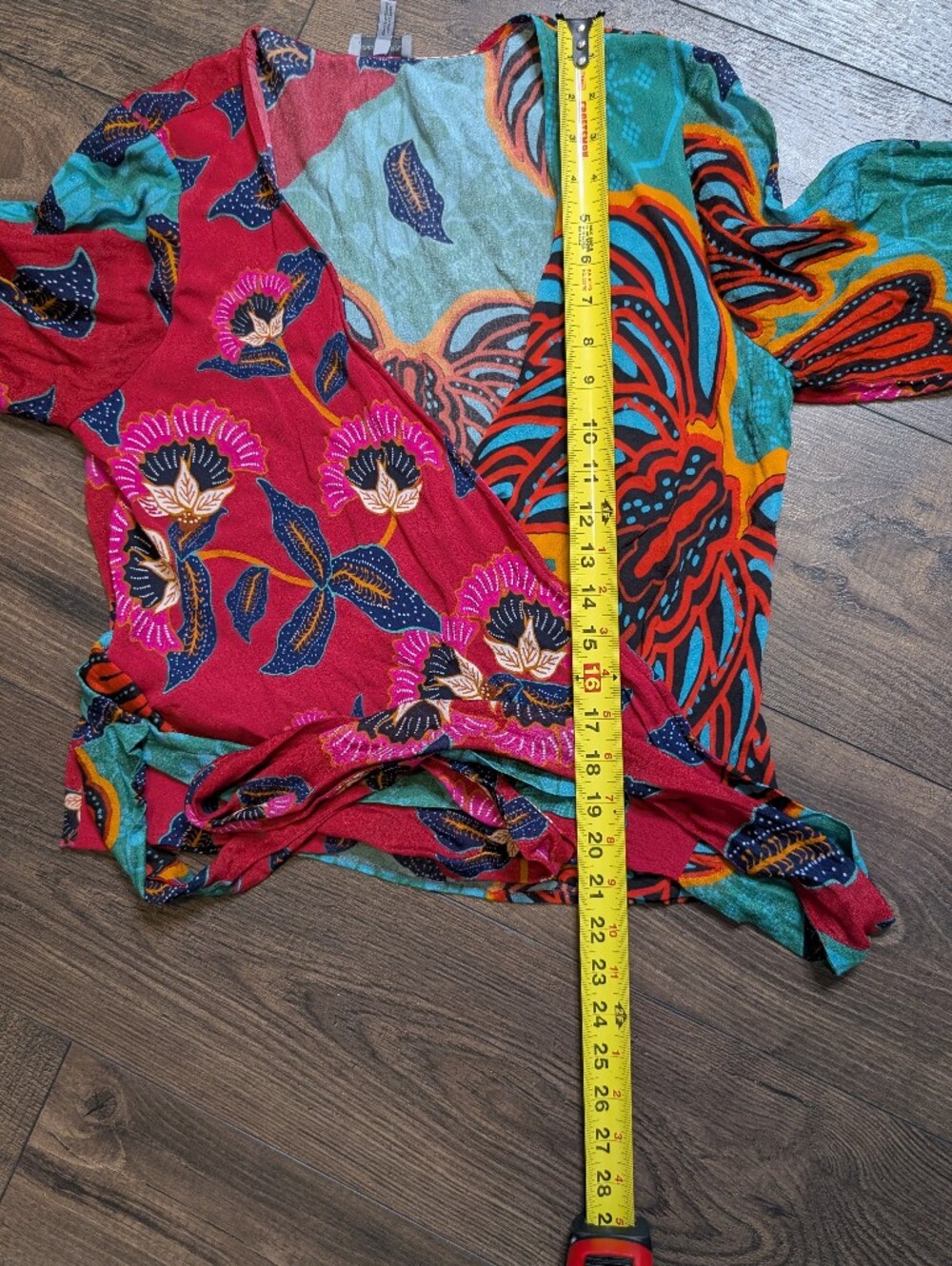 Anthropologie‎ Floral Mixed-Print Wrap Blouse Long Sleeve Size Medium - Picture 4 of 6